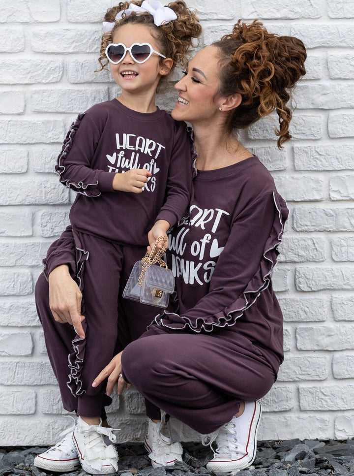 Mommy & Me Sets | Matching Heart Ruffle Jogger Set - Mia Belle Girls