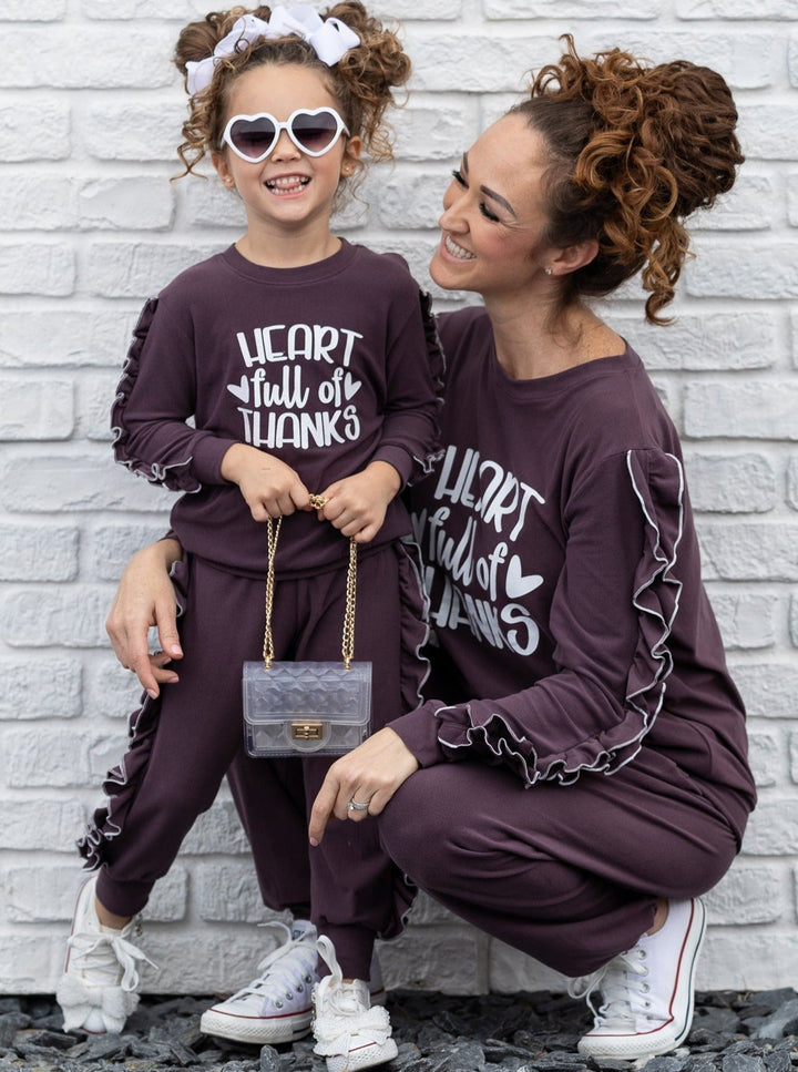 Mommy & Me Sets | Matching Heart Ruffle Jogger Set - Mia Belle Girls