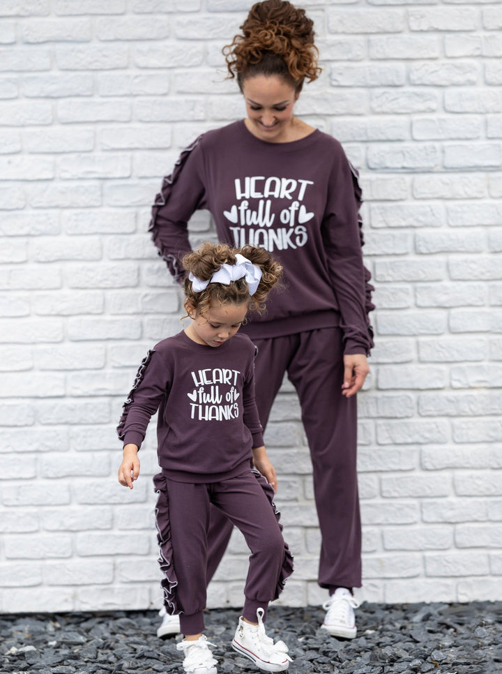 Mommy & Me Sets | Matching Heart Ruffle Jogger Set - Mia Belle Girls