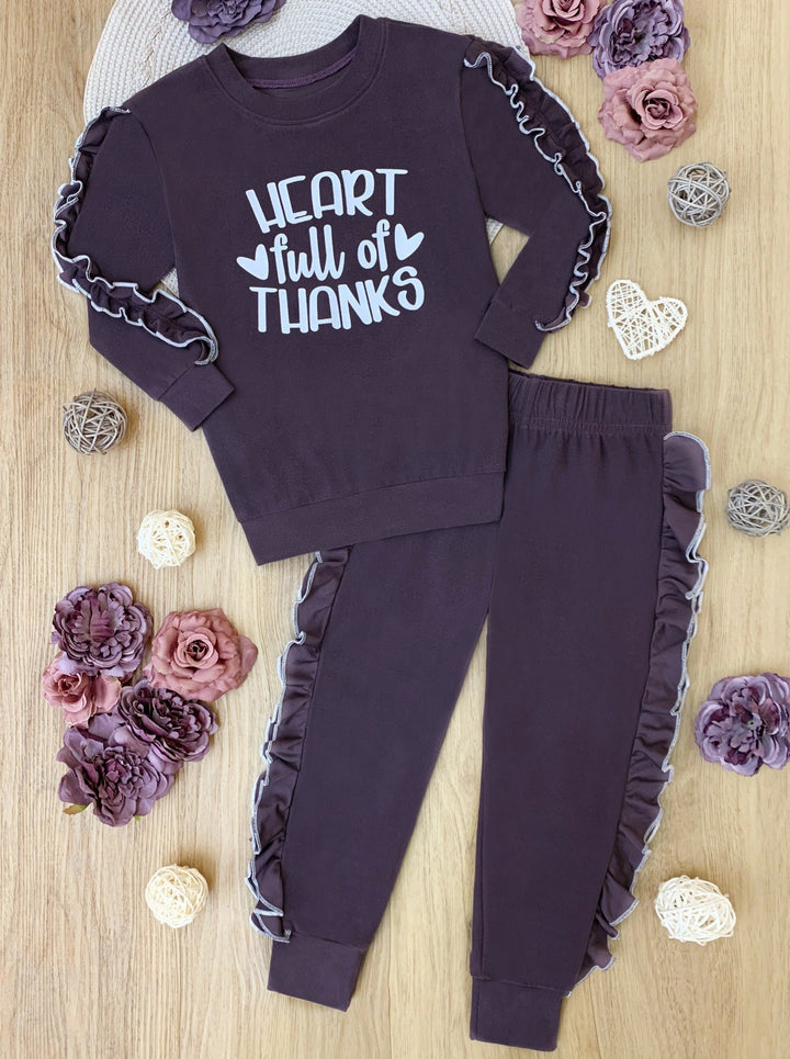 Mommy & Me Sets | Matching Heart Ruffle Jogger Set - Mia Belle Girls