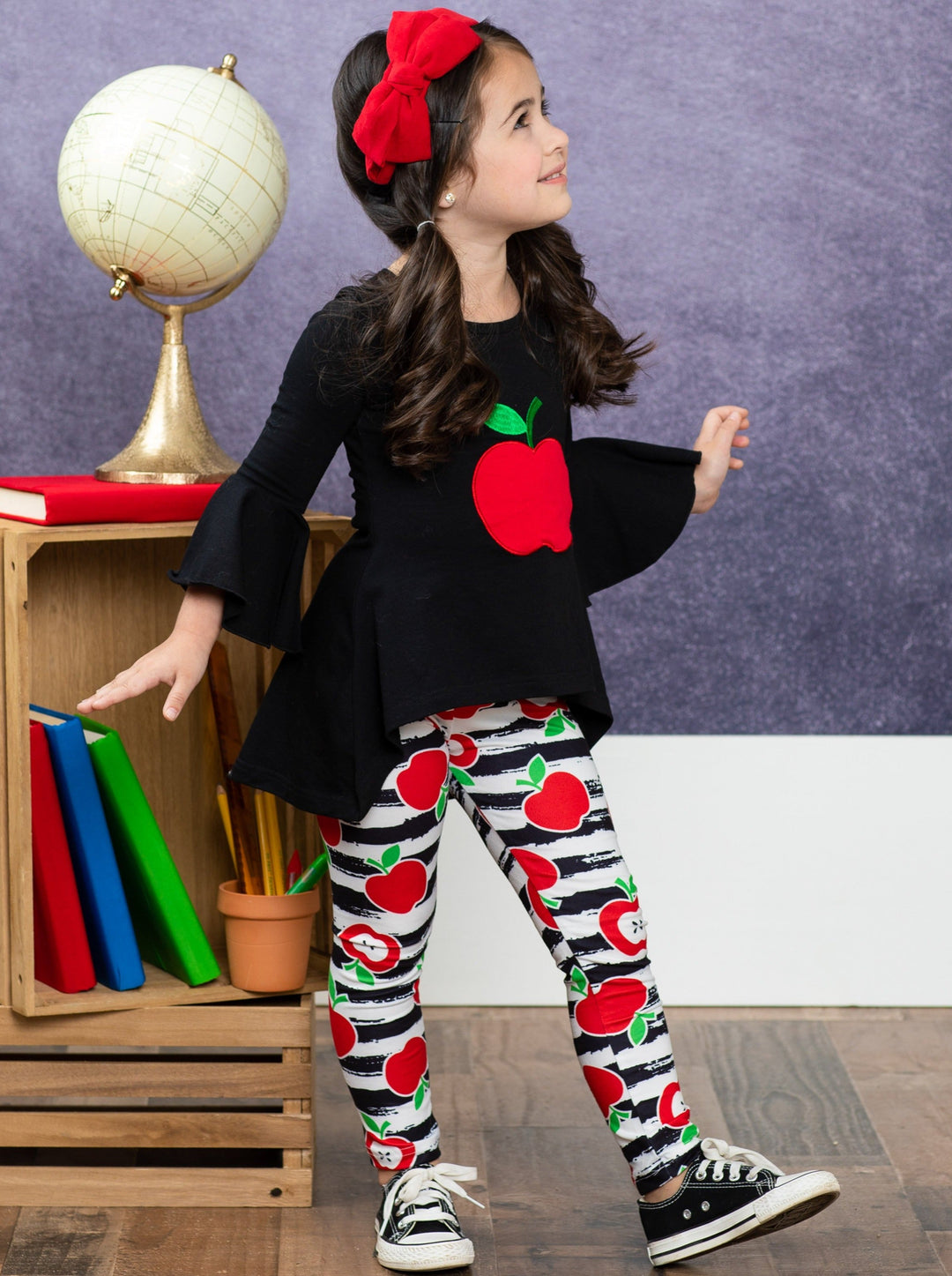 First Day of School | Apple Hi-Lo Tunic & Legging Set | Mia Belle Girls