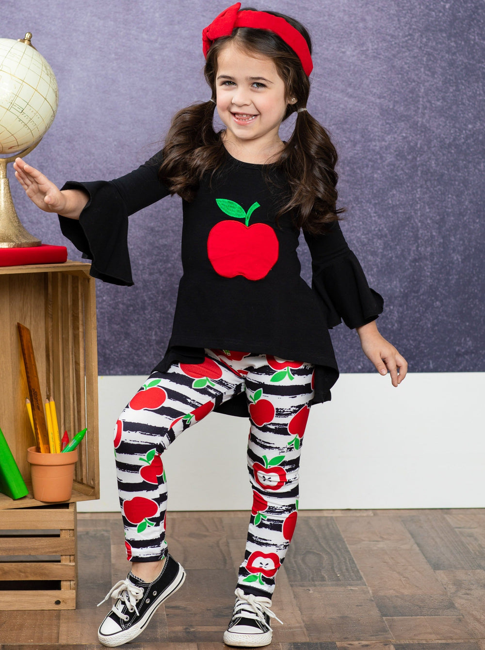 First Day of School | Apple Hi-Lo Tunic & Legging Set | Mia Belle Girls