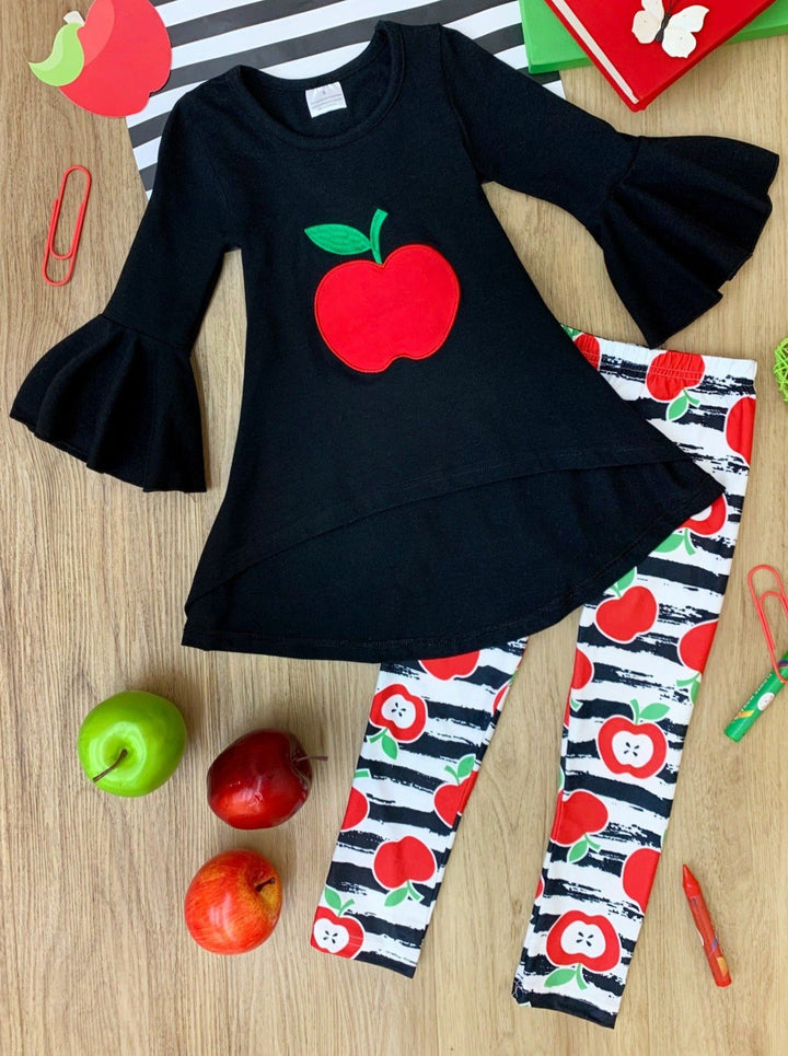 First Day of School | Apple Hi-Lo Tunic & Legging Set | Mia Belle Girls