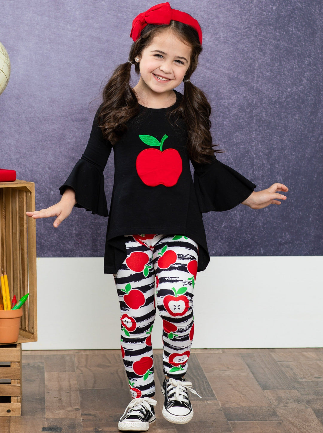 First Day of School | Apple Hi-Lo Tunic & Legging Set | Mia Belle Girls