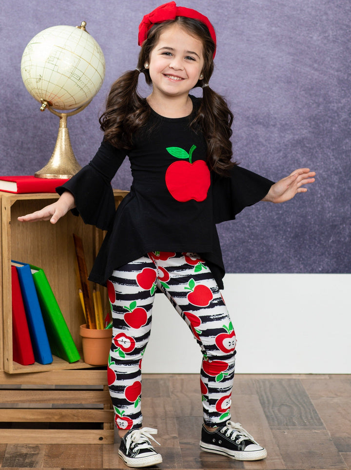 First Day of School | Apple Hi-Lo Tunic & Legging Set | Mia Belle Girls