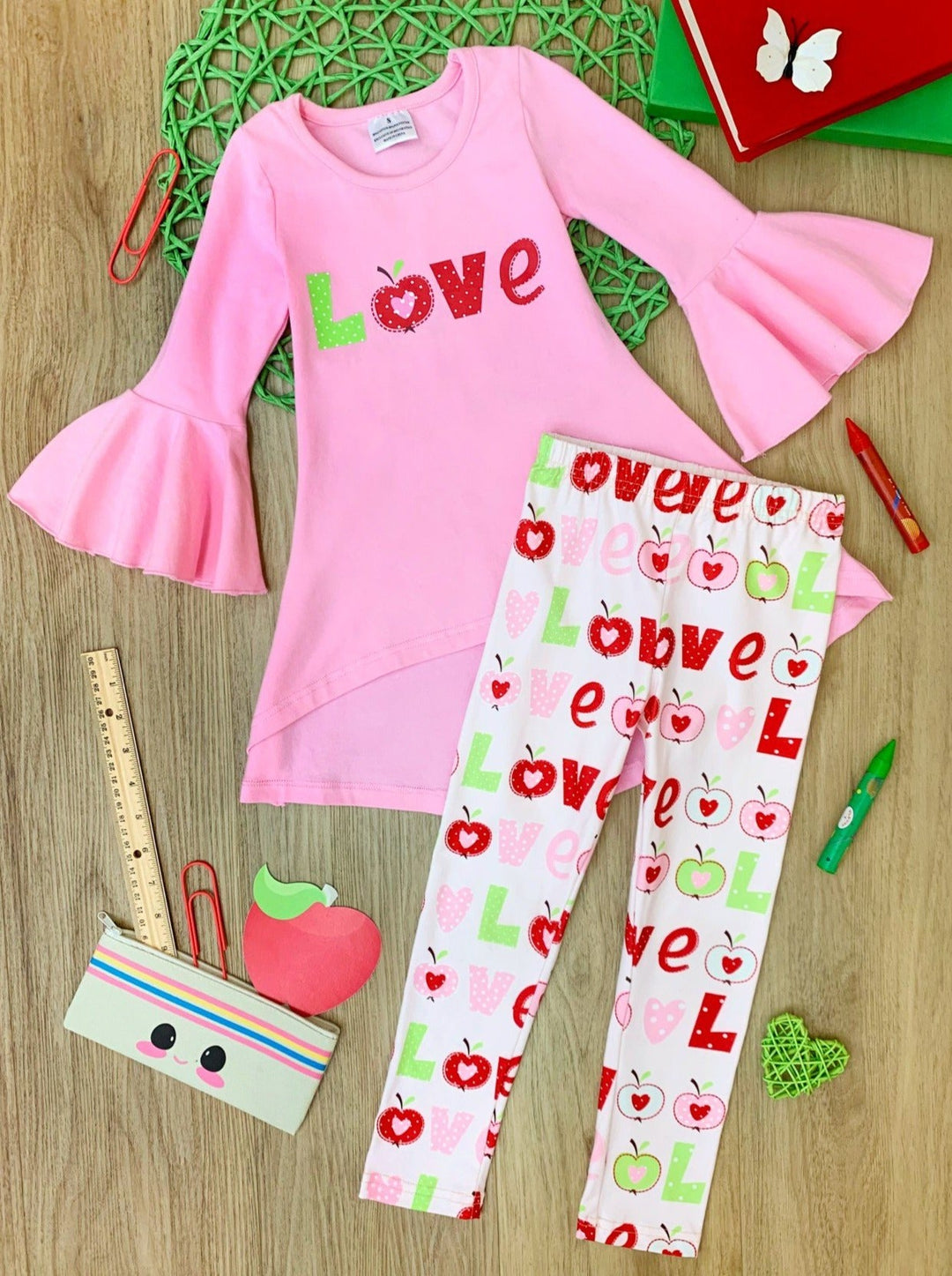 First Day of School | Love Hi-Lo Tunic & Legging Set | Mia Belle Girls