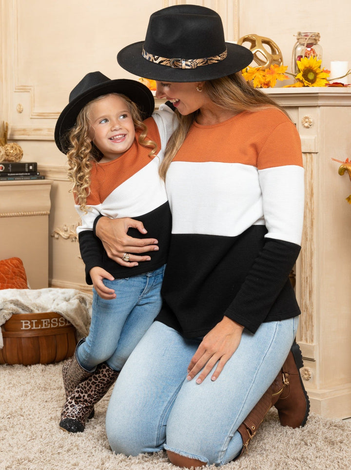 Mommy and Me Matching Colorblock Pullover Sweaters - Mia Belle Girls