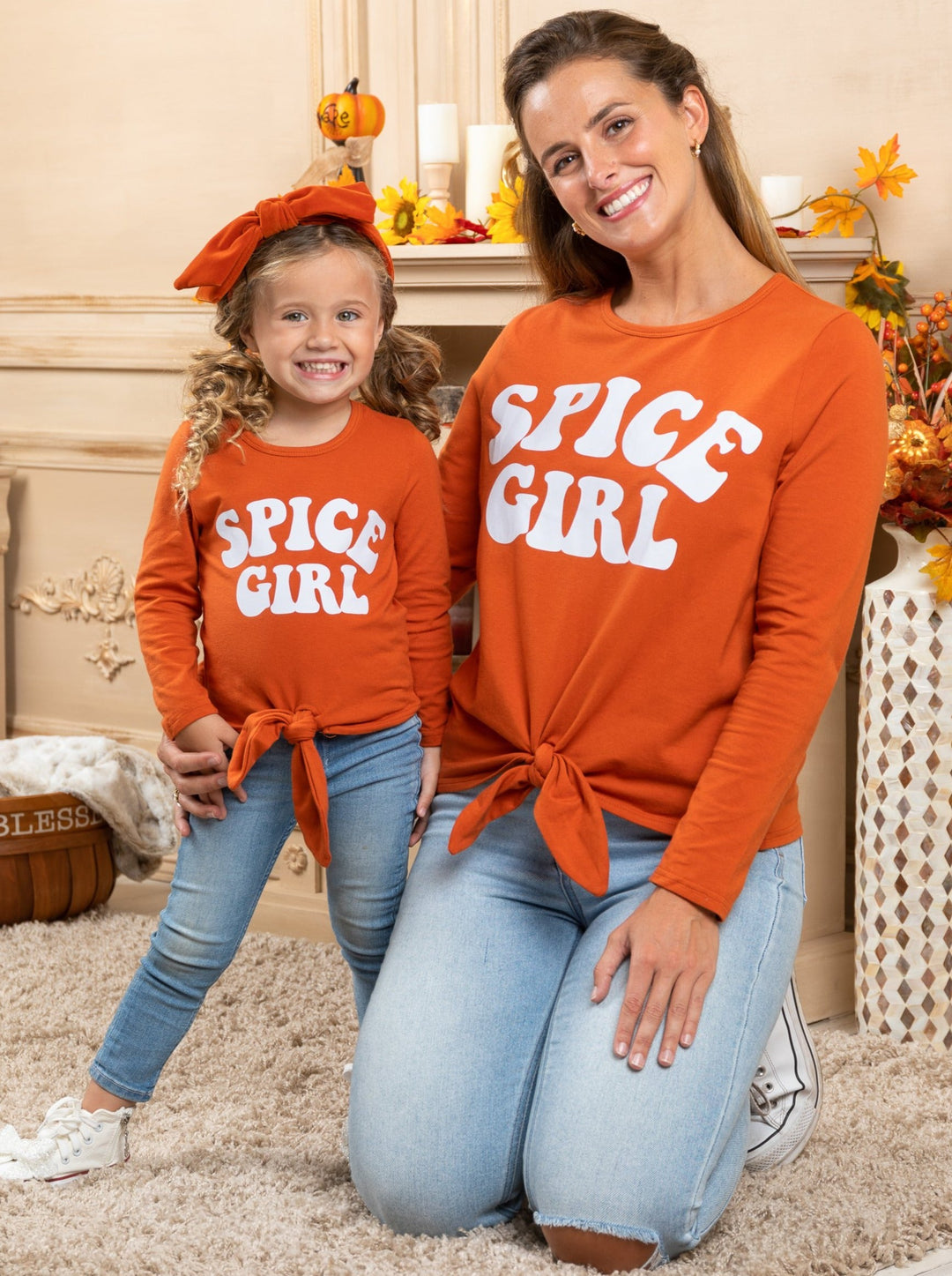 Mommy & Me Matching Spice Girl Knot Hem Top - Mia Belle Girls