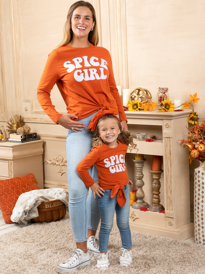 Mommy & Me Matching Spice Girl Knot Hem Top - Mia Belle Girls