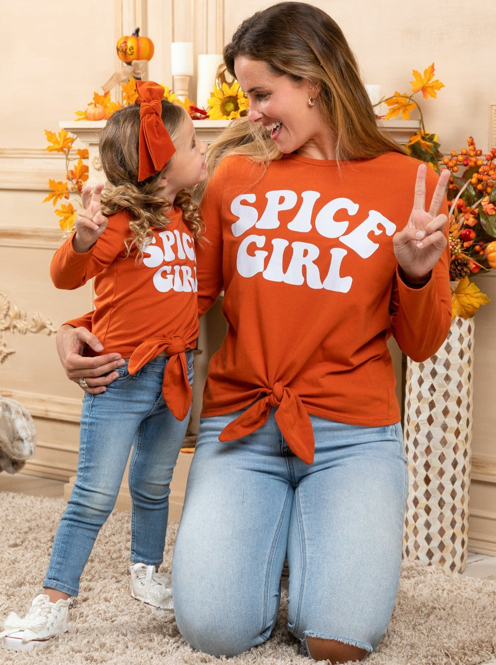 Mommy & Me Matching Spice Girl Knot Hem Top - Mia Belle Girls