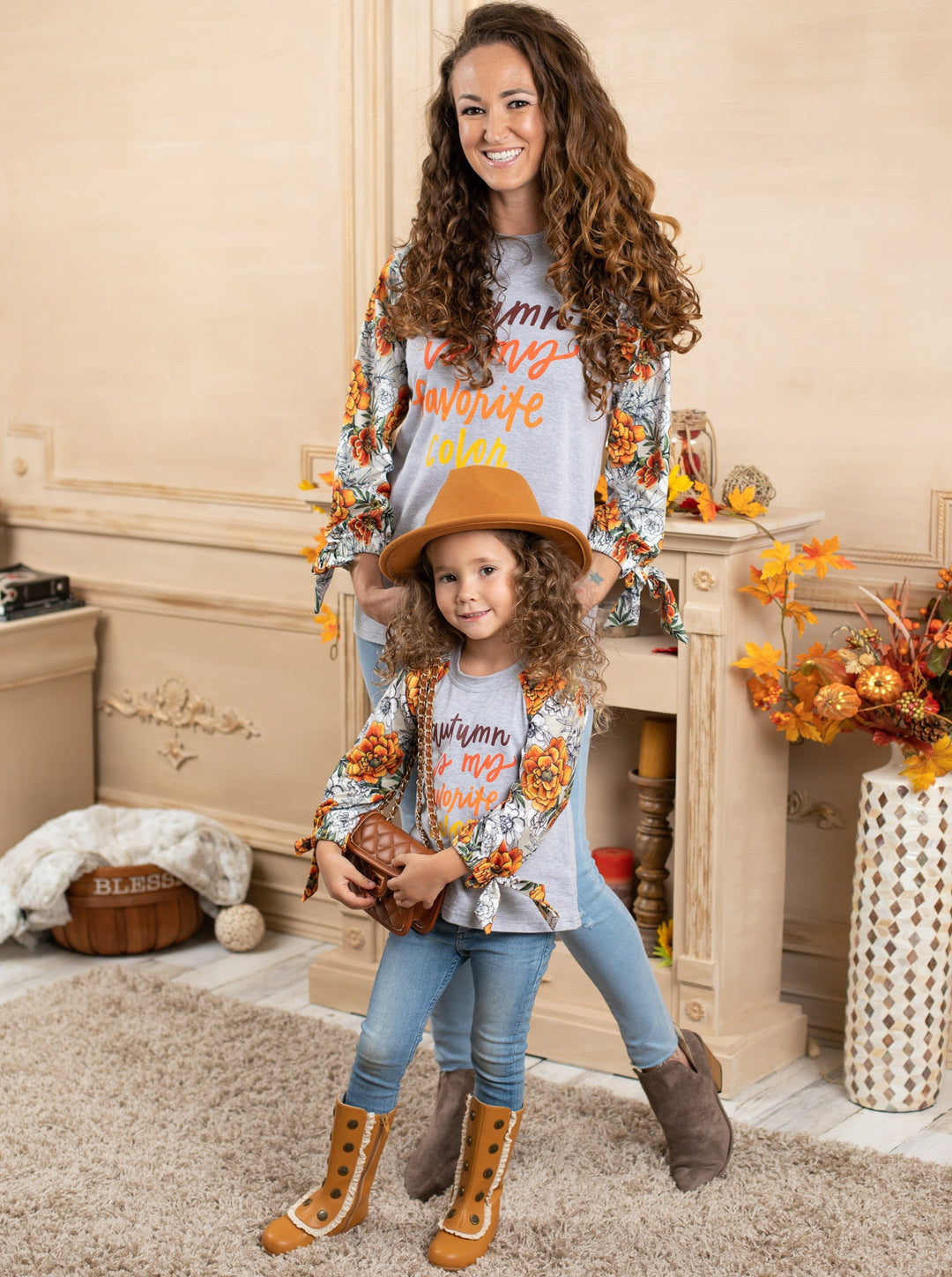 Mommy & Me Autumn is My Favorite Season Raglan Floral Top | Mia Belle Girls