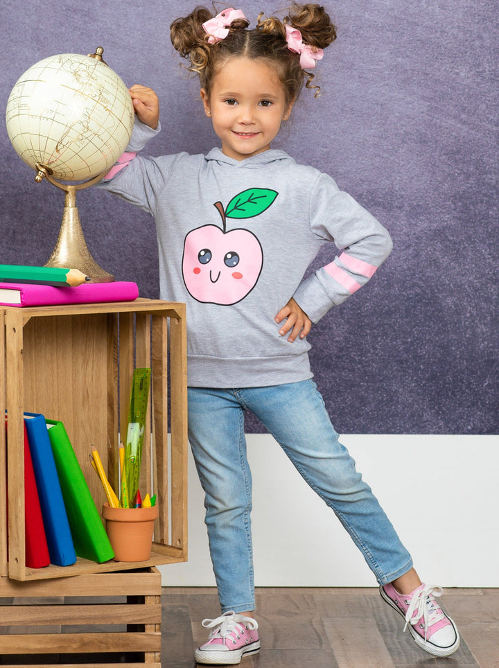 First Day of School | Apple Pullover Hoodie Sweater | Mia Belle Girls