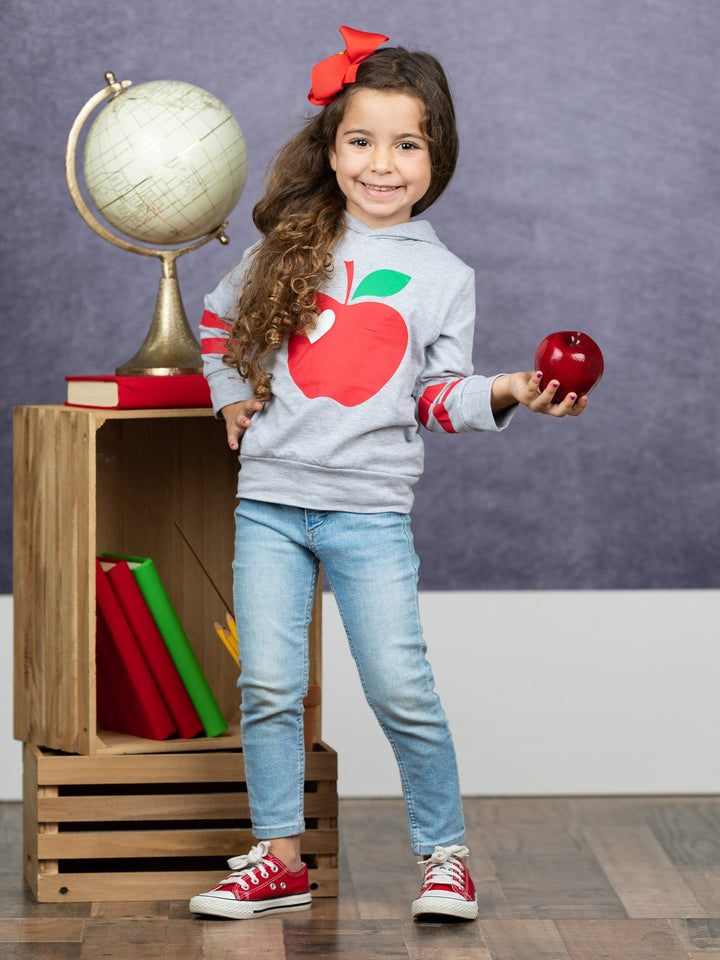 First Day of School | Apple Pullover Hoodie Sweater | Mia Belle Girls