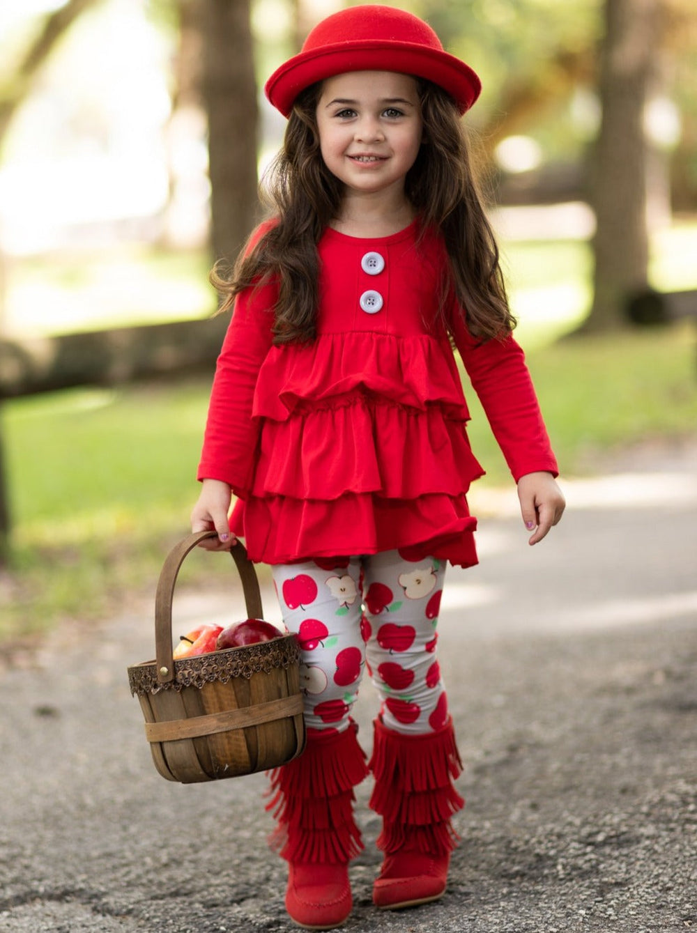 First Day of School | Tiered Tunic & Apple Leggings | Mia Belle Girls