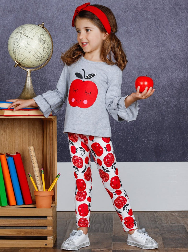 First Day of School | Apple Top & Legging Set | Mia Belle Girls