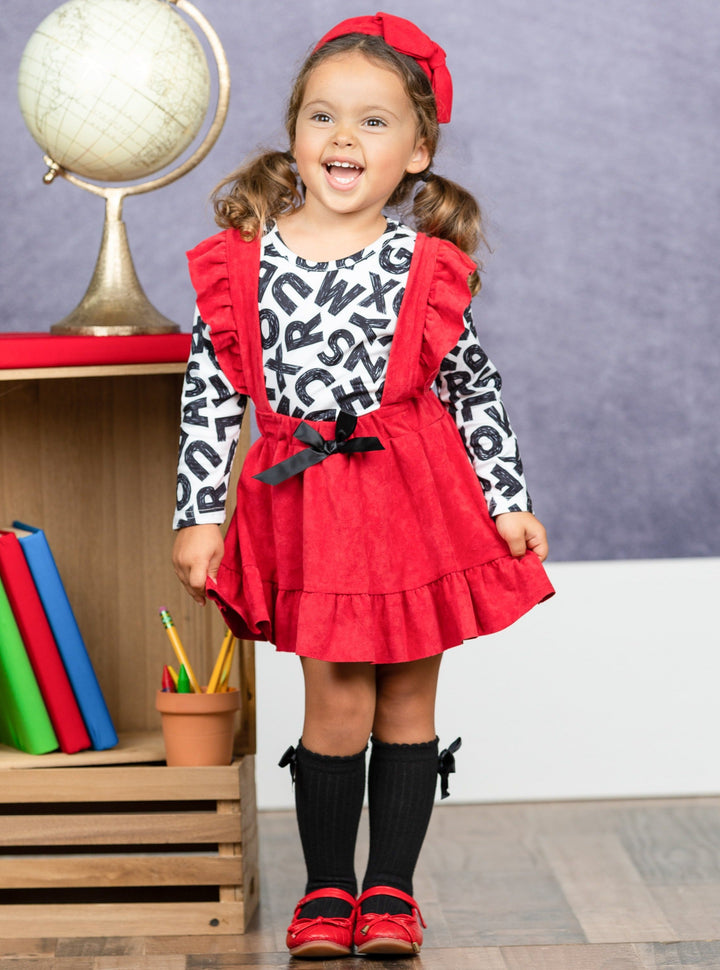 First Day of School | ABC Top & Overall Skirt Set | Mia Belle Girls