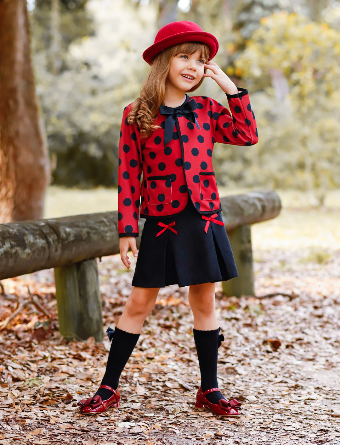 Girls Spring Fashion | Toddler Polka Dot Blazer & Ruffle Skirt Set 