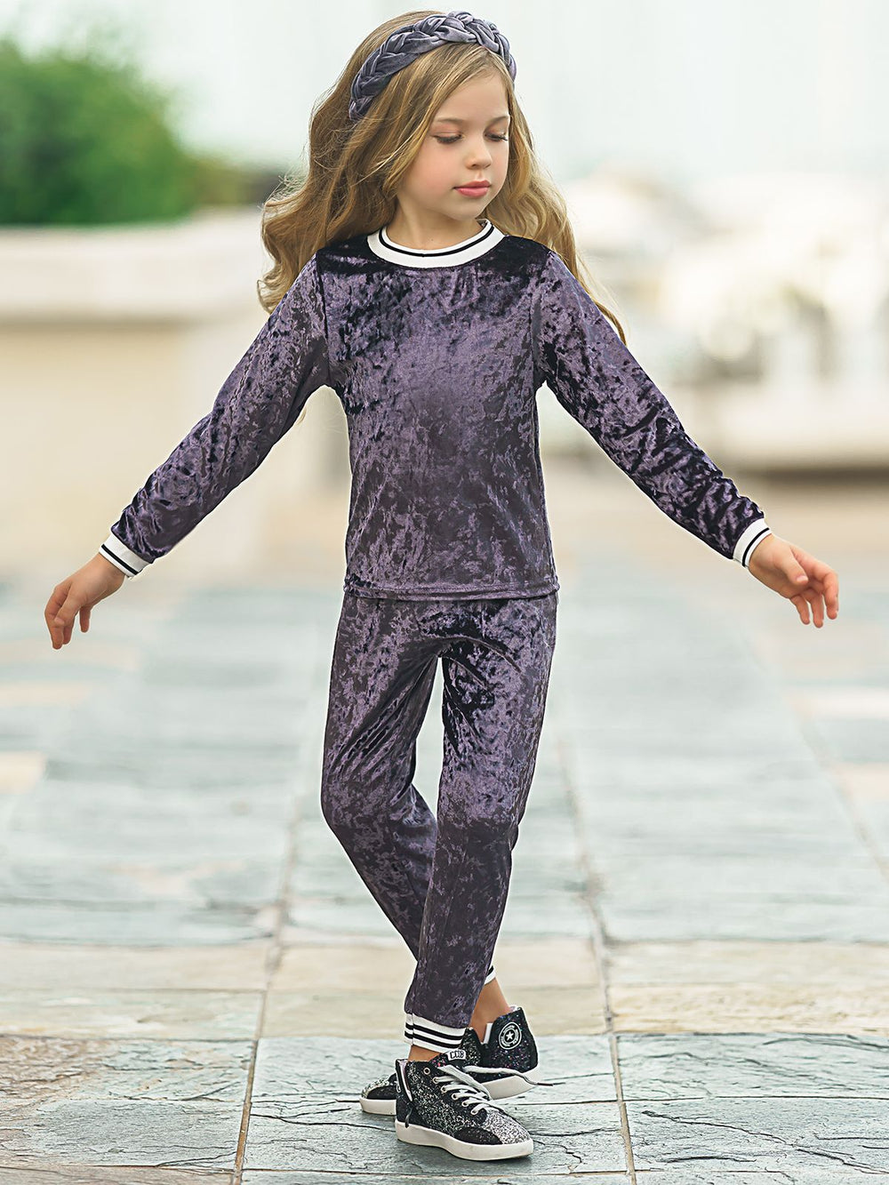 Cute Winter Sets | Girls Crushed Velvet Jogger Loungewear Set