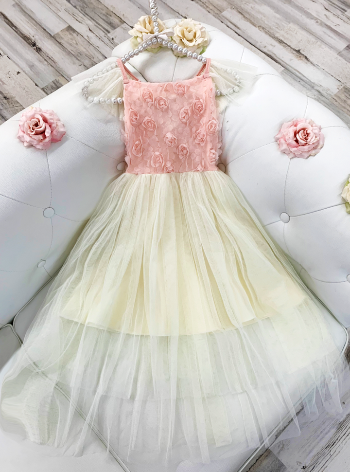 Toddler Spring Dresses | Girls Textured Bodice Tulle Maxi Dress