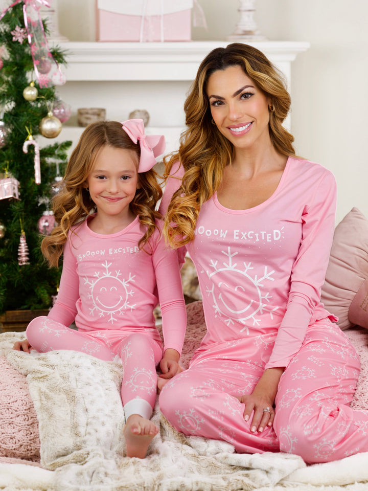 SmileyWorld „Mommy &amp; Me“ Pyjama-Set „Snowdays“ in Rosa