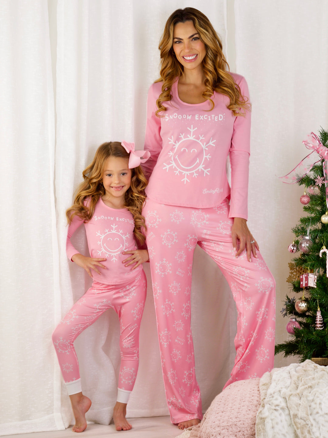 SmileyWorld „Mommy &amp; Me“ Pyjama-Set „Snowdays“ in Rosa