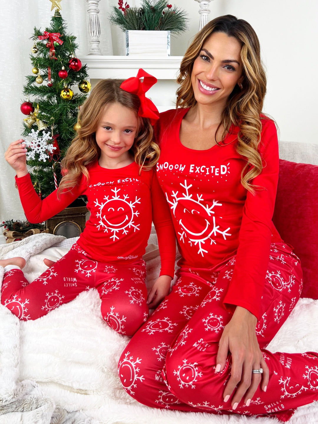 SmileyWorld „Mommy &amp; Me“ Pyjama-Set „Snowdays“ in Rot