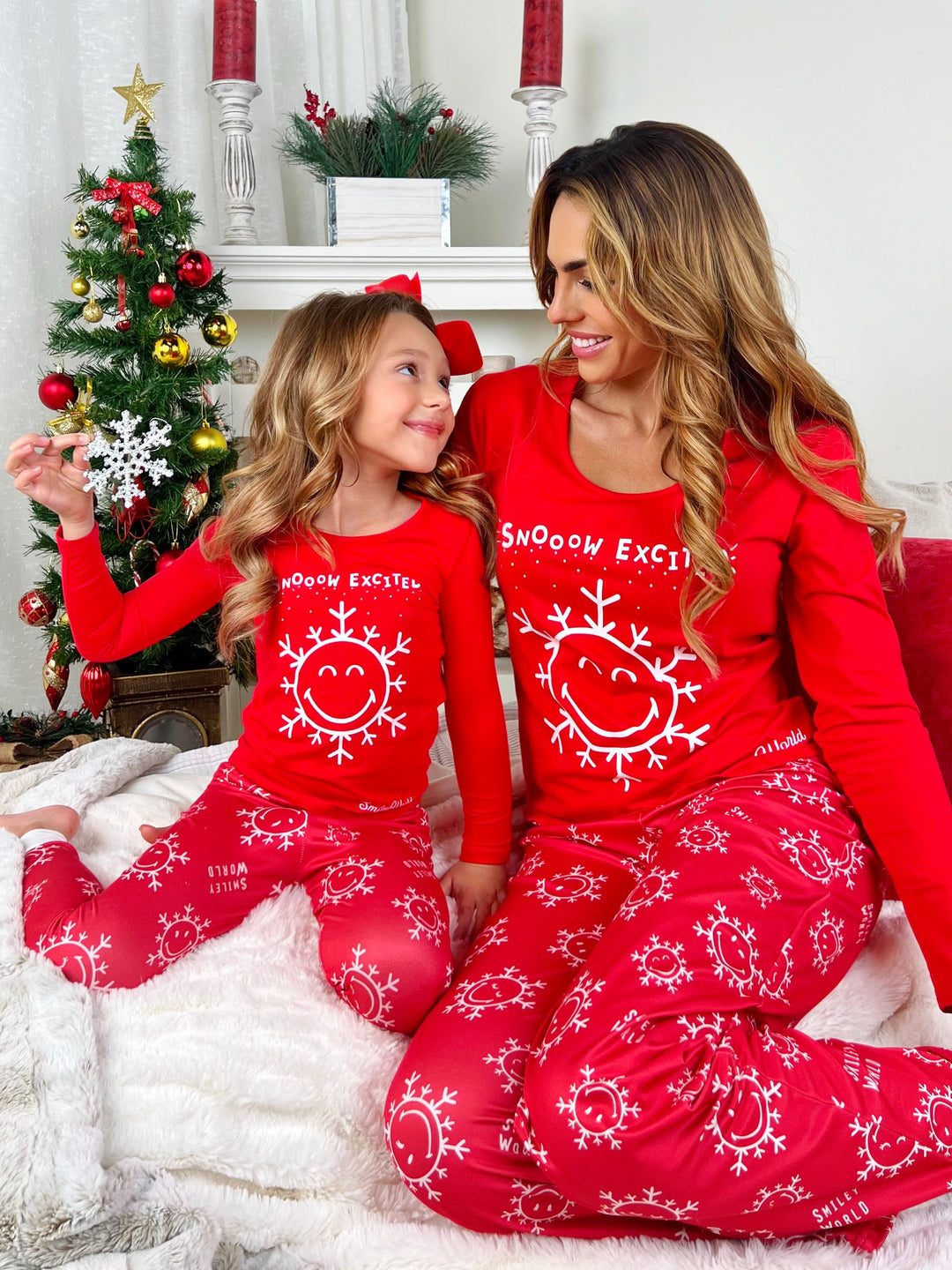 SmileyWorld „Mommy &amp; Me“ Pyjama-Set „Snowdays“ in Rot