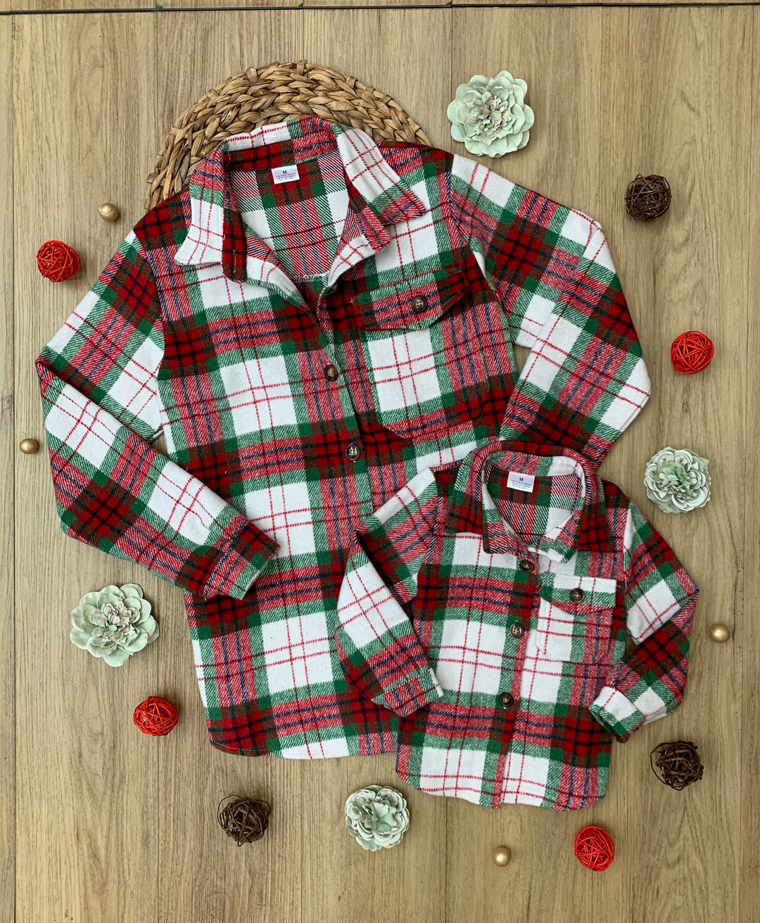 Festliche Flanell-Hemdjacke „Mommy and Me“ mit Karomuster