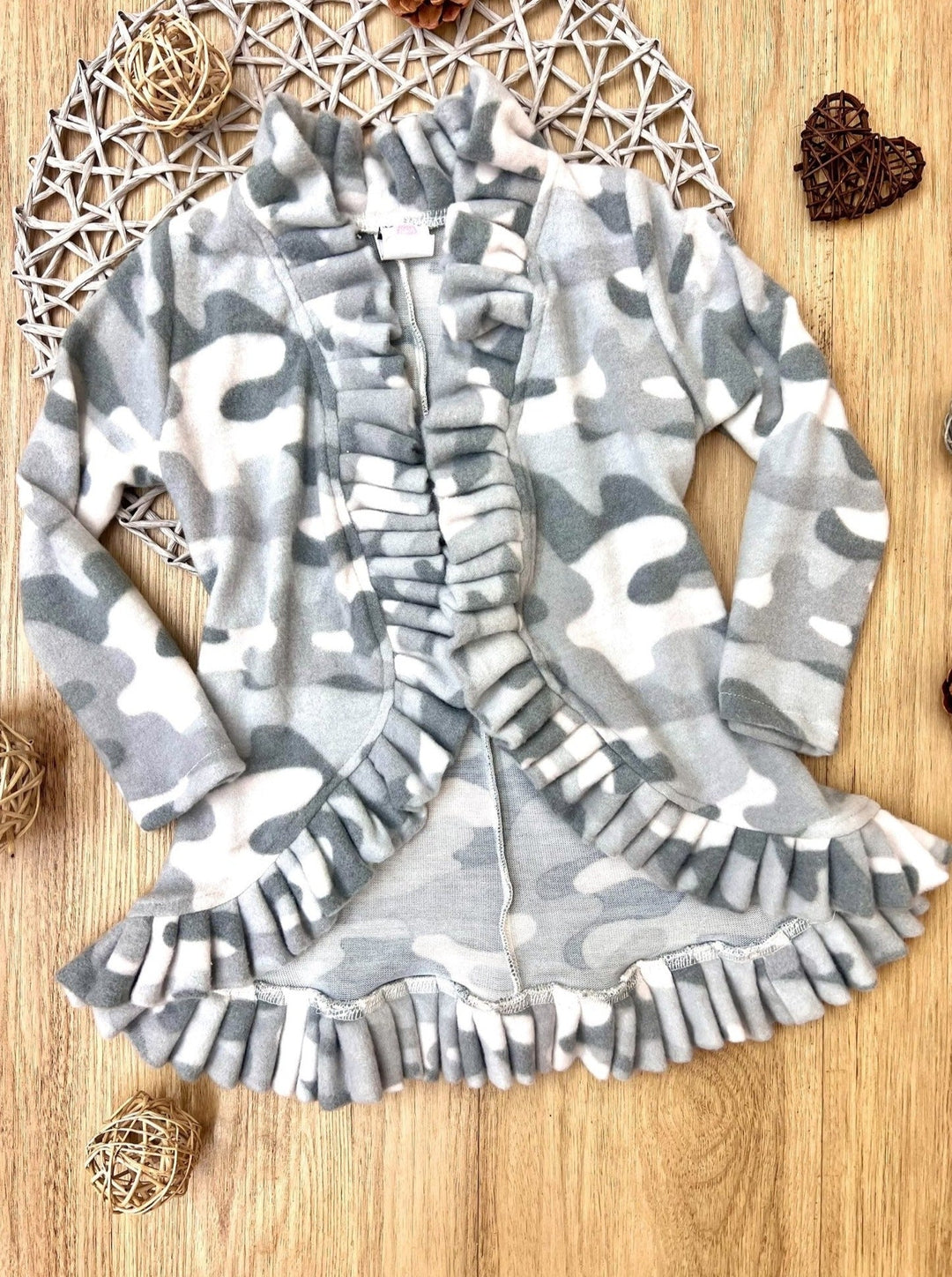 Mommy & Me Cardigans | Camo Print Ruffle Cardigans | Mia Belle Girls