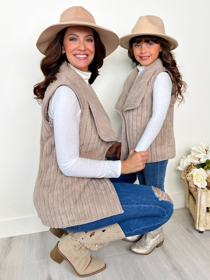 Mommy and Me Cream Cozy Faux Fur Vest