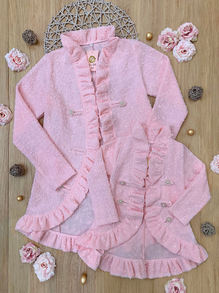 Mommy and Me – Classy Duo – Rosa Blazer-Cardigan mit Rüschen