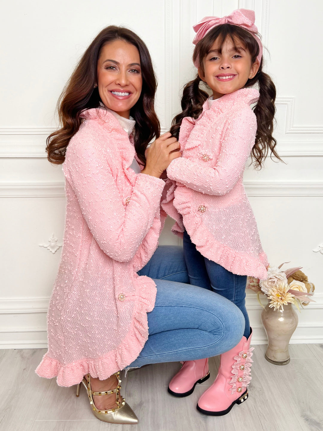 Mommy and Me – Classy Duo – Rosa Blazer-Cardigan mit Rüschen