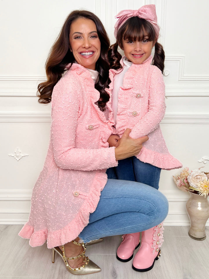 Mommy and Me – Classy Duo – Rosa Blazer-Cardigan mit Rüschen