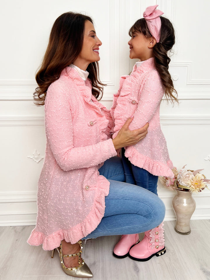 Mommy and Me – Classy Duo – Rosa Blazer-Cardigan mit Rüschen