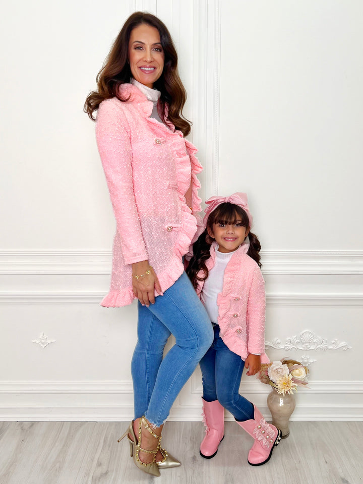 Mommy and Me – Classy Duo – Rosa Blazer-Cardigan mit Rüschen