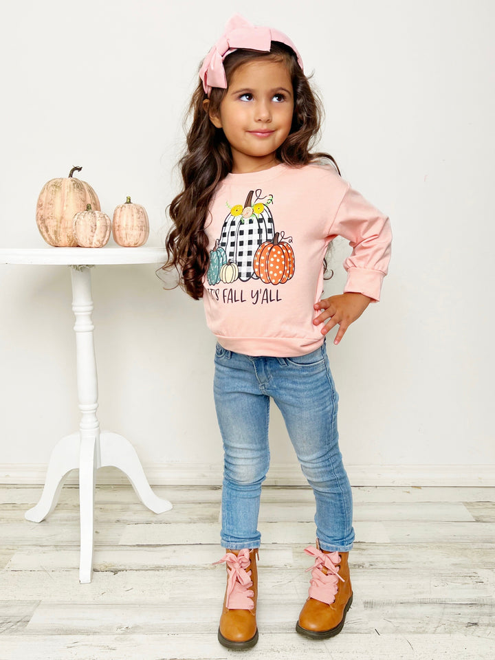 Toddlers Cute Fall Tops | It's Fall Y'all Pumpkin Patch Pullover Top