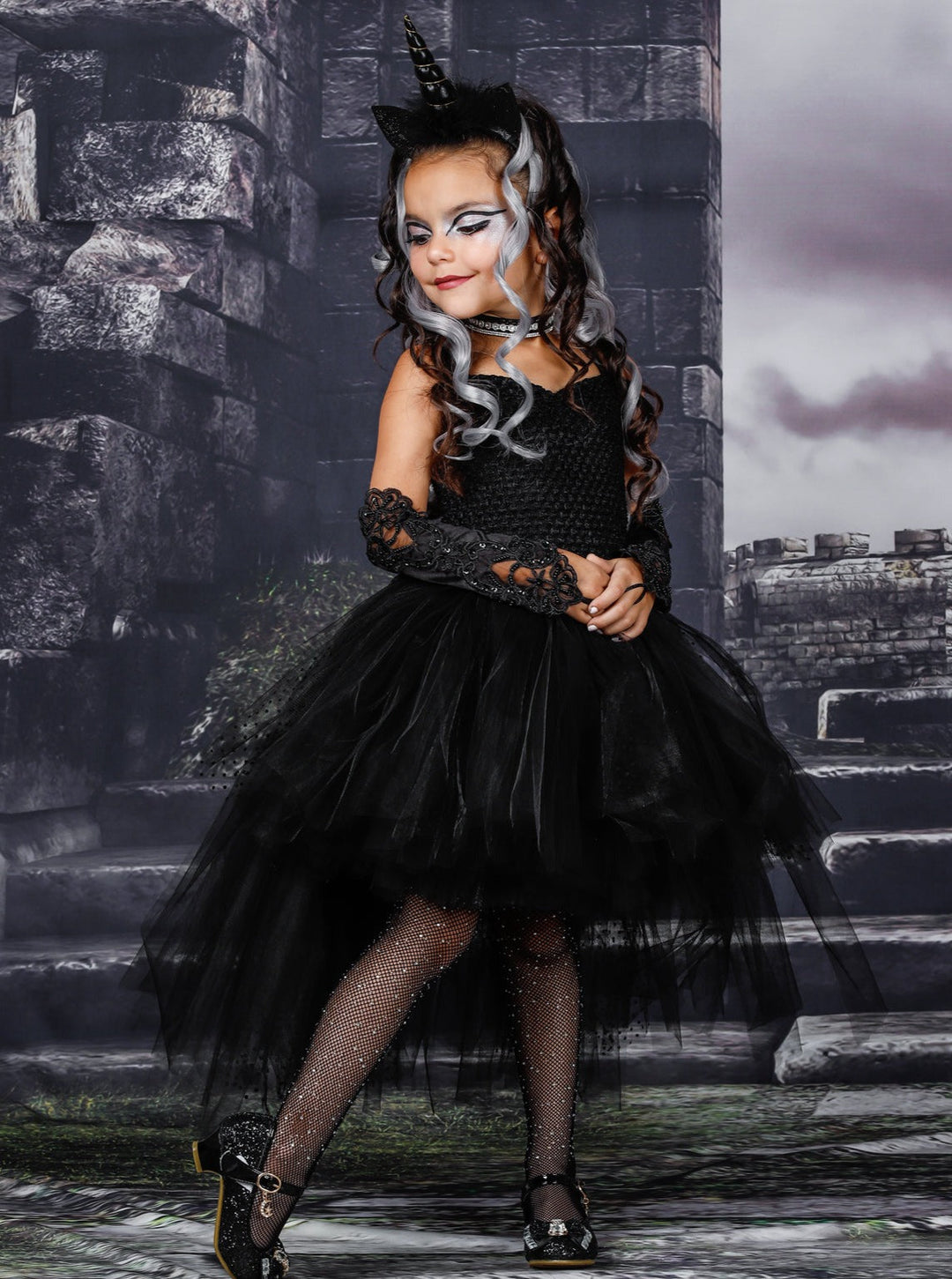 Kids Halloween Costumes | Black Unicorn Tutu Dress | Mia Belle Girls