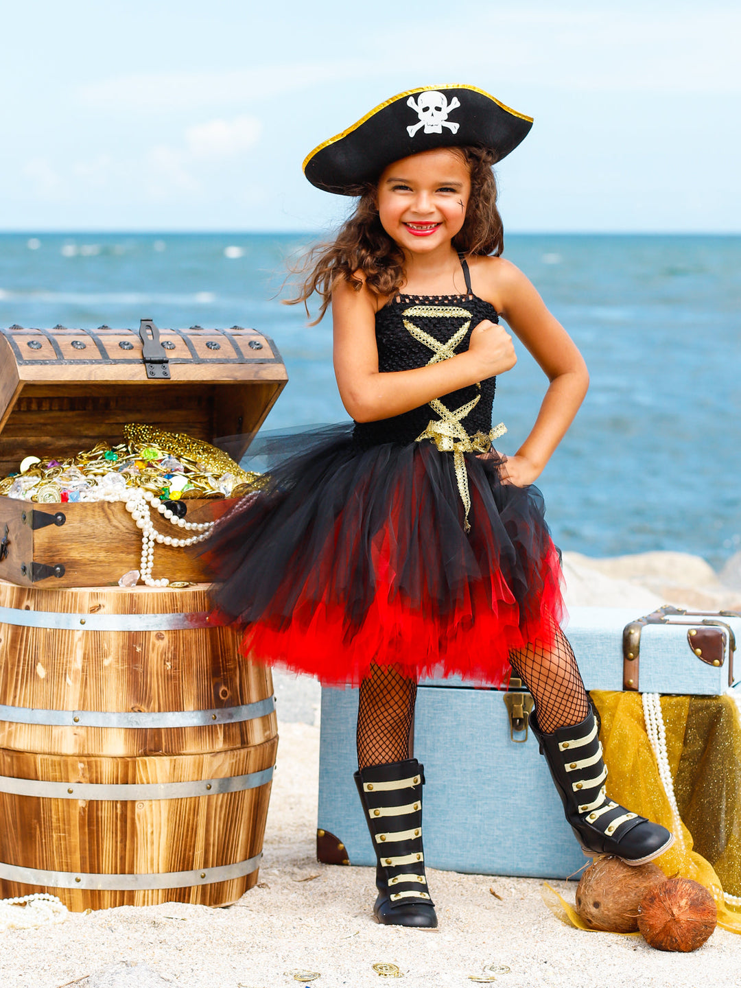 Girls Pirate Halloween Tutu Dress & Hat