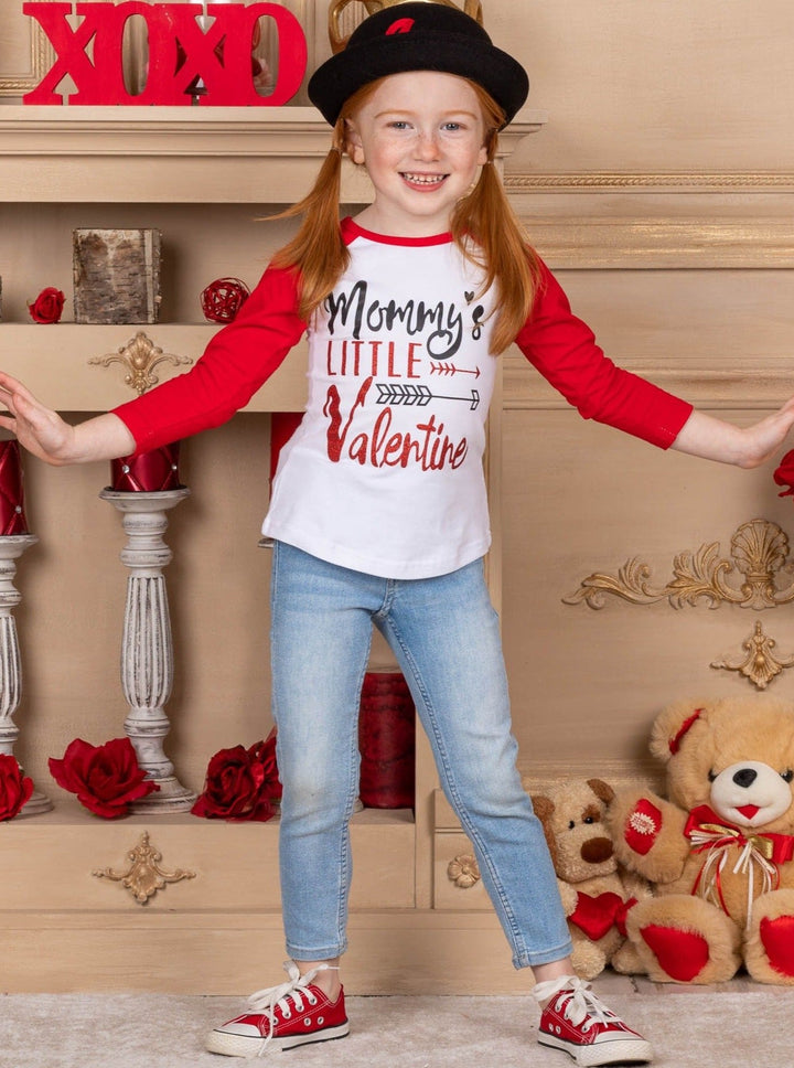 Kids Valentine's Tops | Mommy's Little Valentine Raglan Sleeve Top