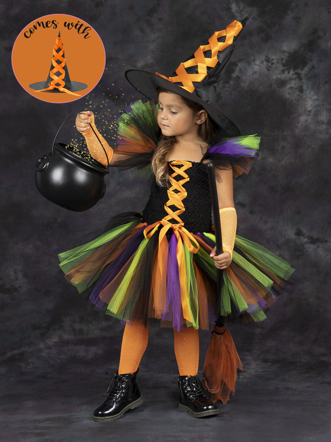 Girls Halloween Costume | Deluxe Witch Tutu Dresses - Mia Belle Girls