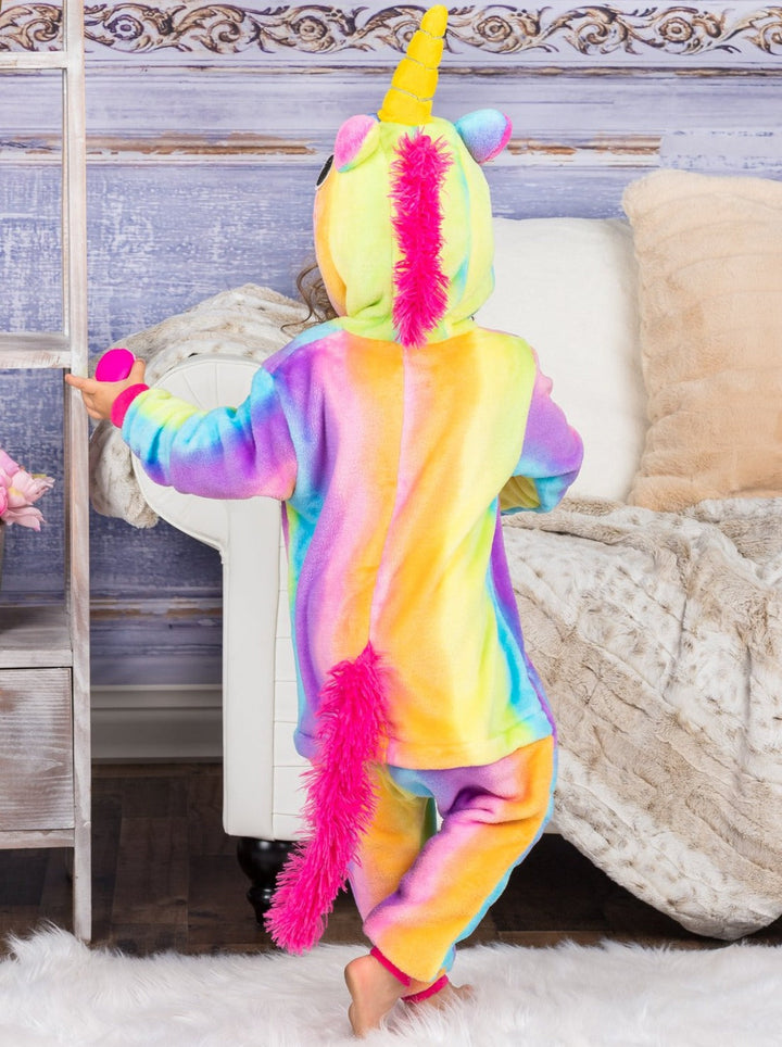 Mommy & Me Pastel Rainbow Unicorn Onesie Pajamas - Mia Belle Girls