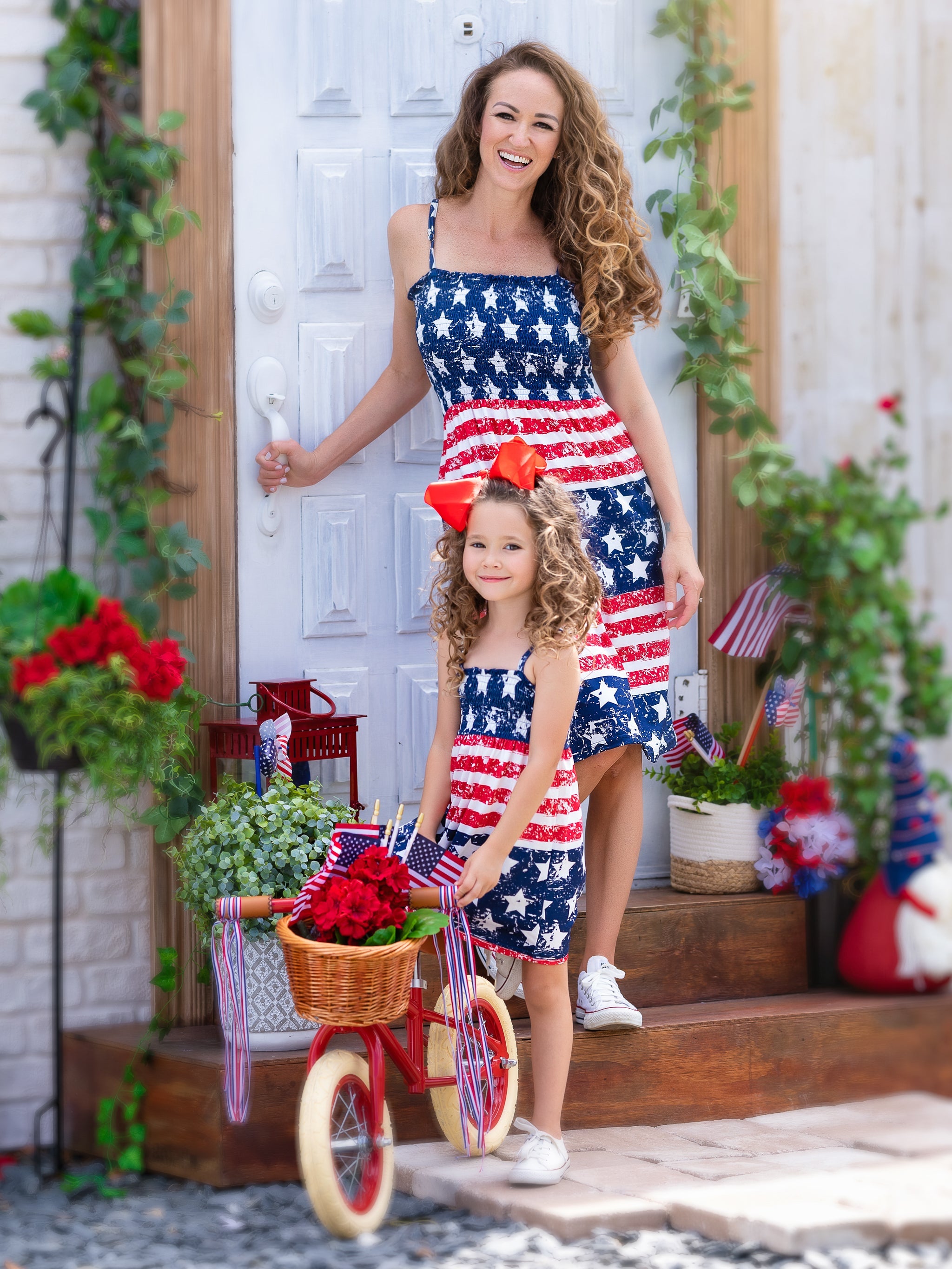 Mommy and me fourth of july fashion dresses