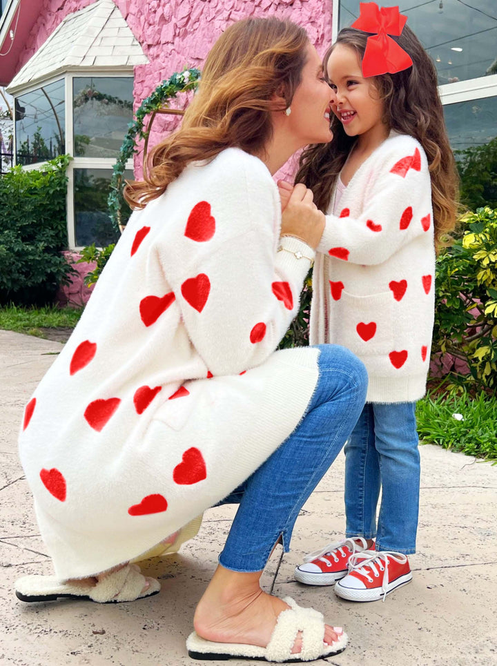 Mommy and Me I Love You Lots Oversized Heart Cardigan