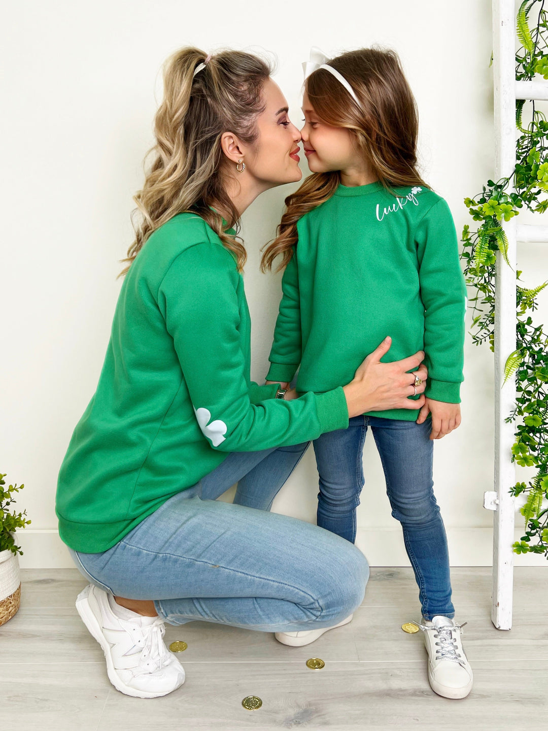 Mia Belle Girls Lucky You Green Pullover Sweater | Mommy And Me