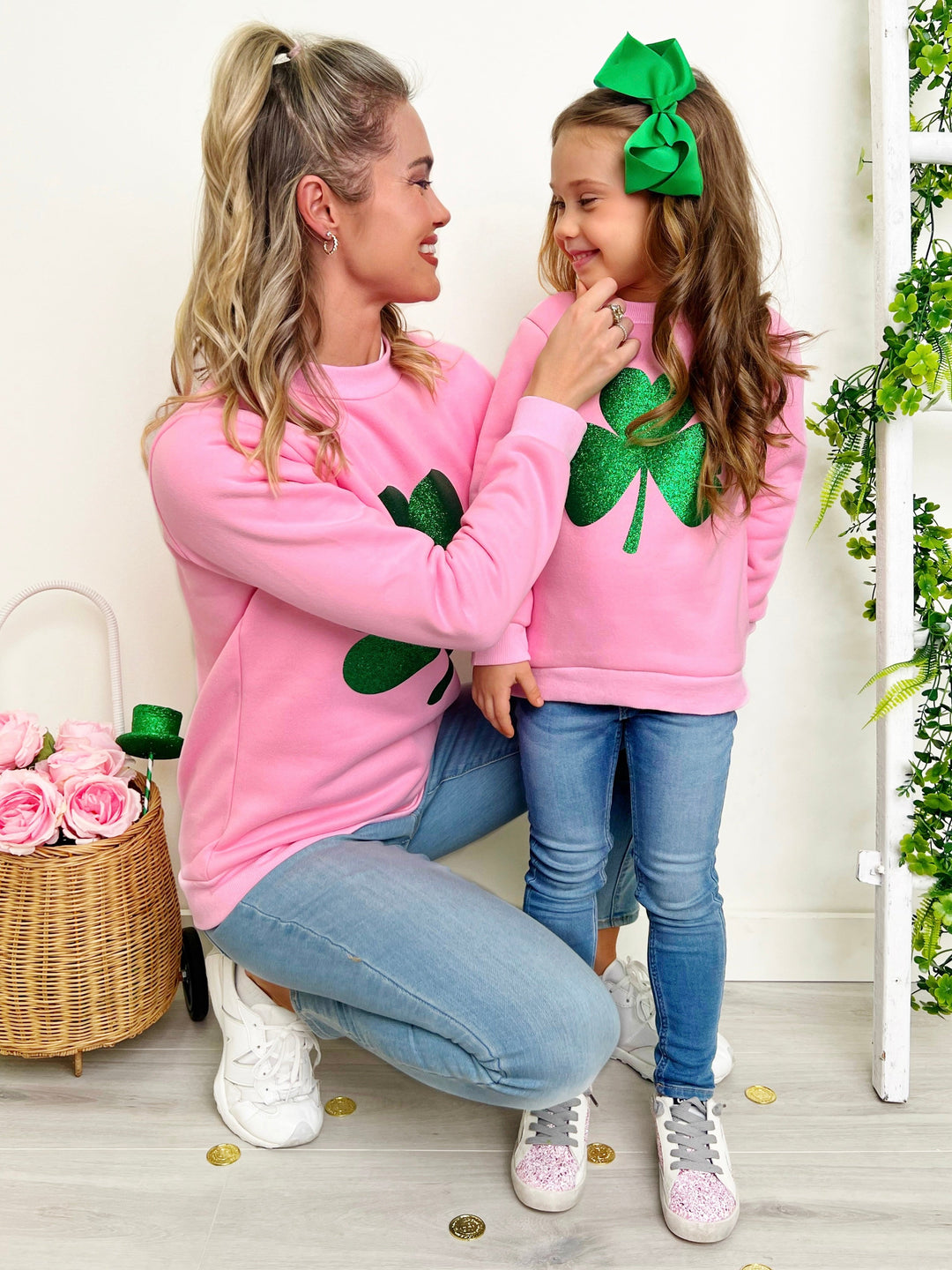 Mia Belle Mommy And Me Glitter Clover Pullover | St. Patrick's Day