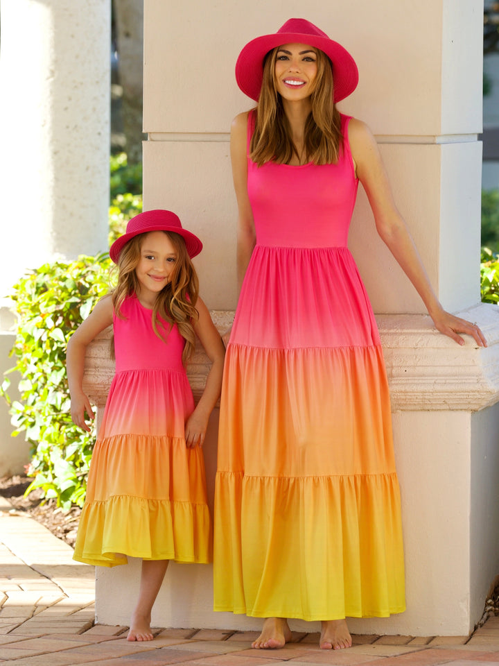 Mommy and Me Sunset Glow Tiered Maxi Dress