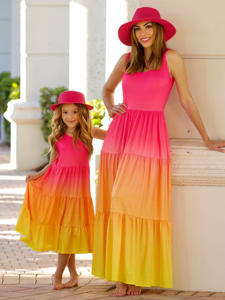 Mommy and Me Sunset Glow Tiered Maxi Dress