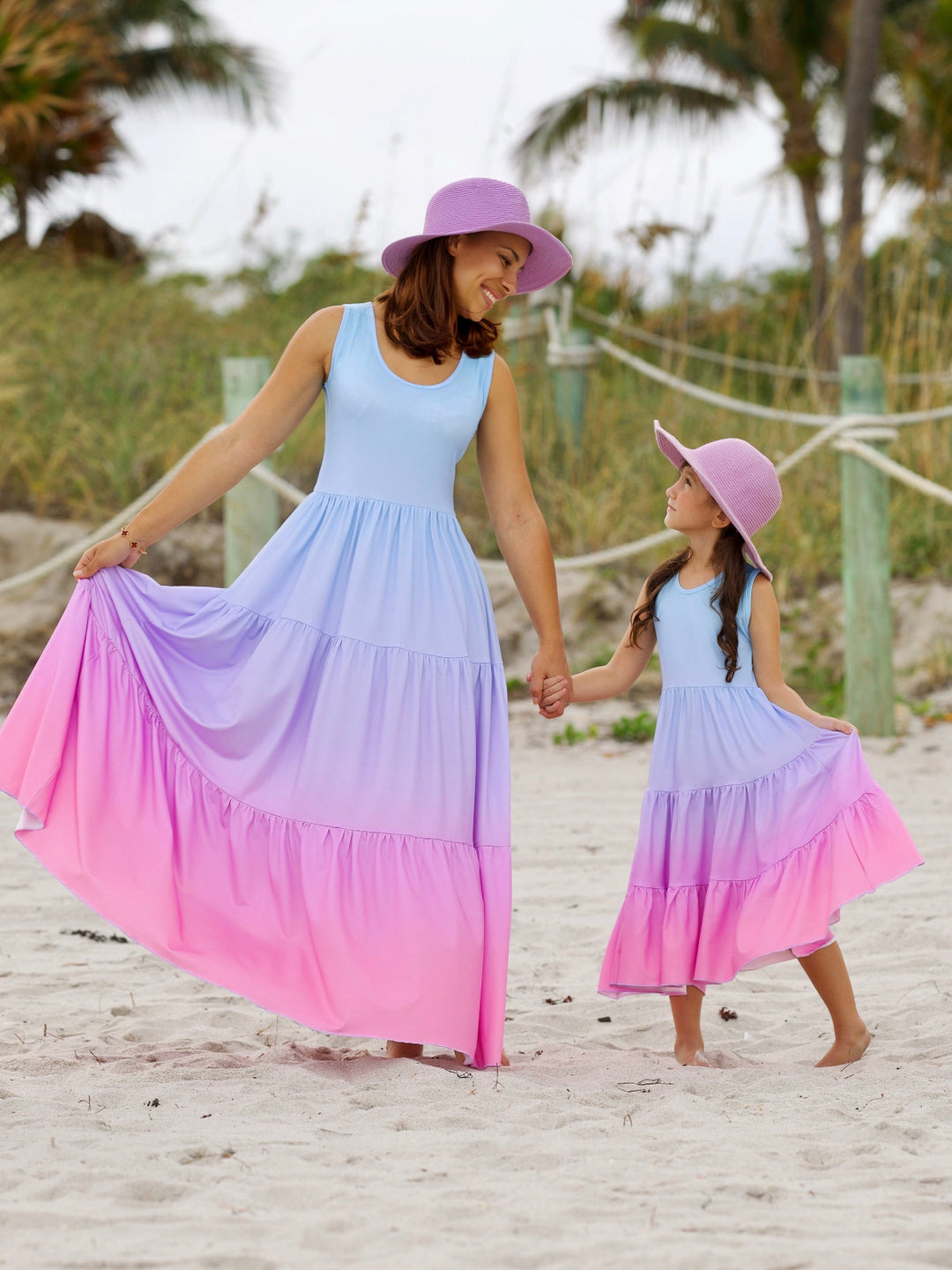 Mommy and Me Pastel Ombre Tiered Maxi Dress