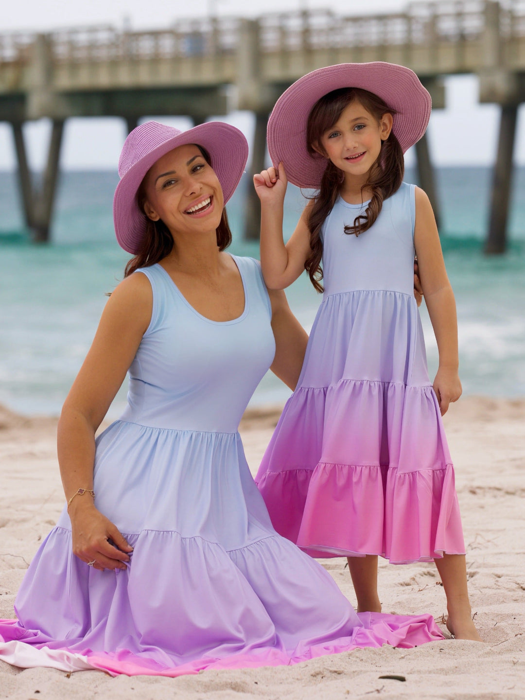 Mommy and Me Pastel Ombre Tiered Maxi Dress