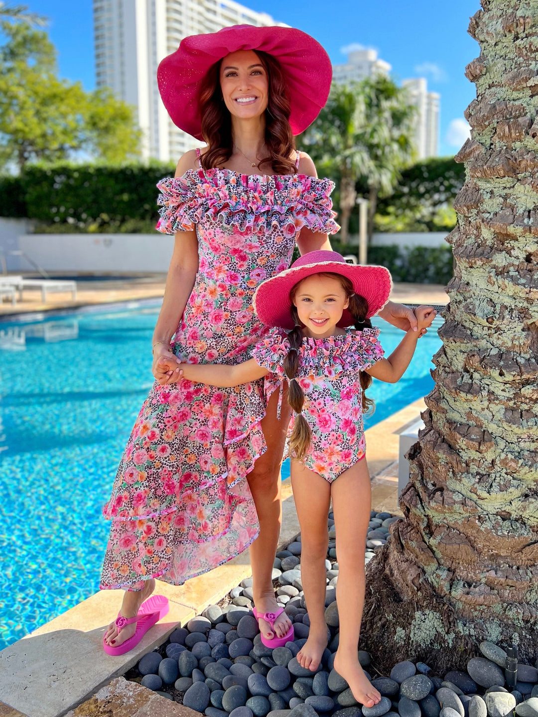 Mia Belle Girls Floral Leopard Print Swim Sarong | Mommy And Me